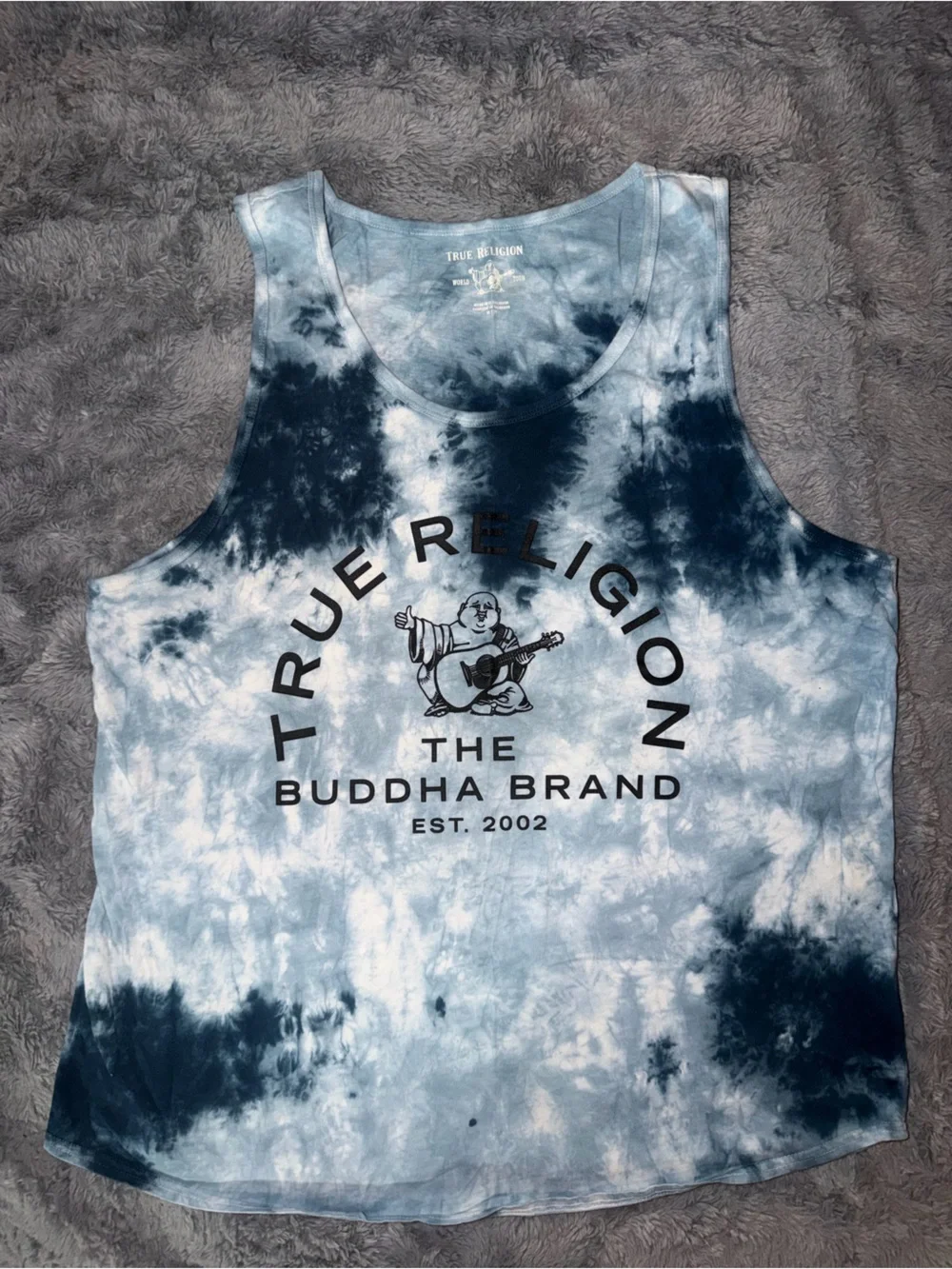 True Religion Blue Tie-Dye Logo Tee